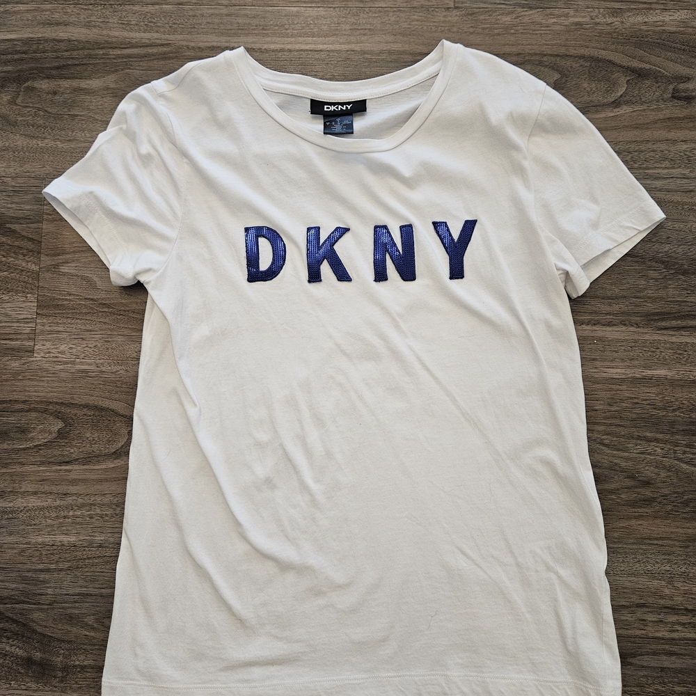 DKNY White T-Shirt with Blue Logo